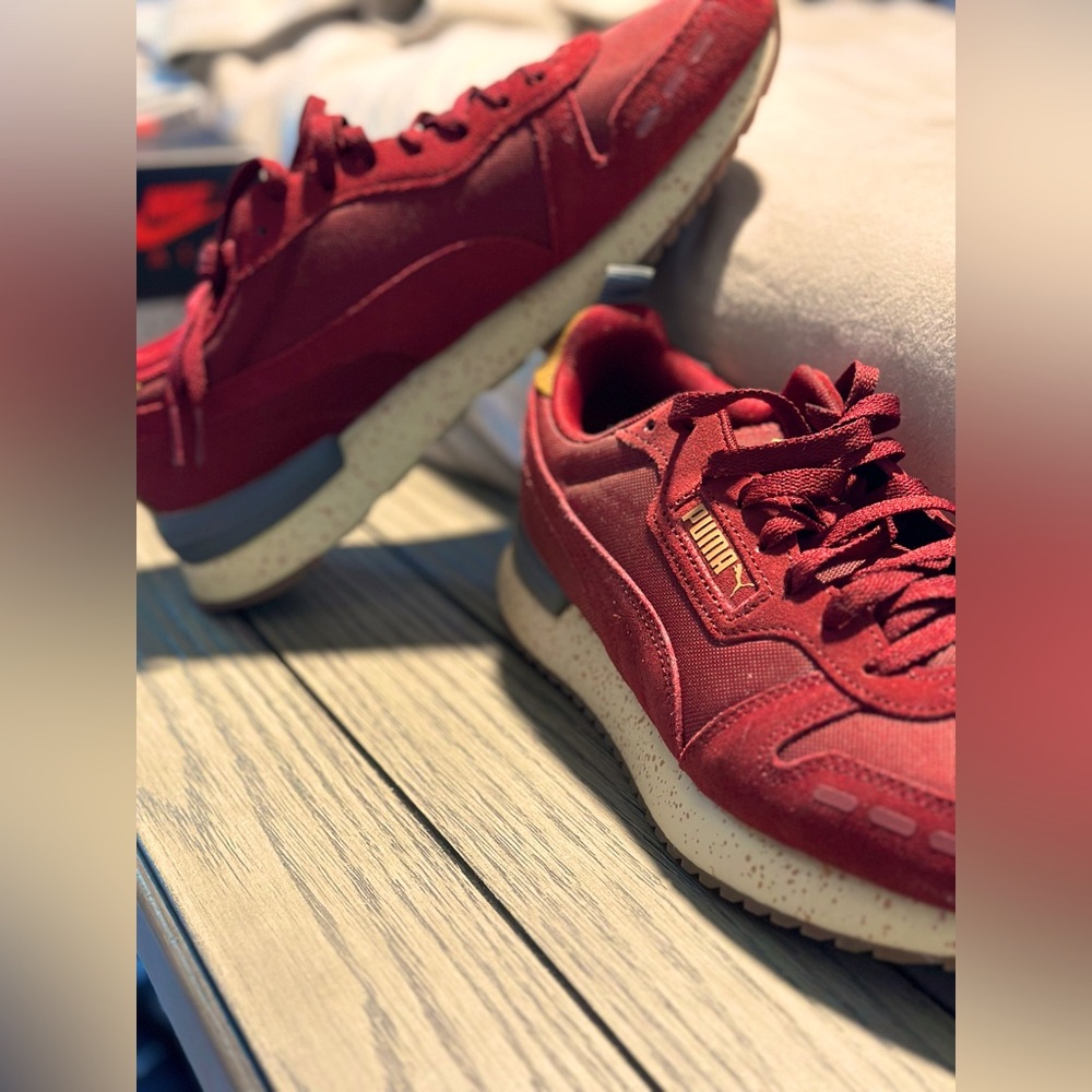 10.5 Puma Mens R78 Lux Lace Up Sneakers Shoes Casual - Red